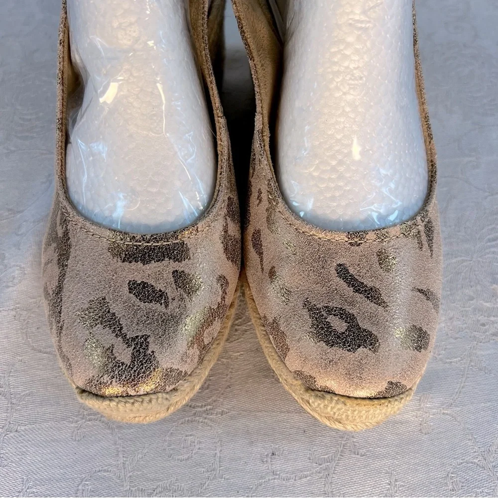 Naturalizer Pearl Shoes Leather Espadrilles Adjustable Sling Back 3” Wedge 8 M